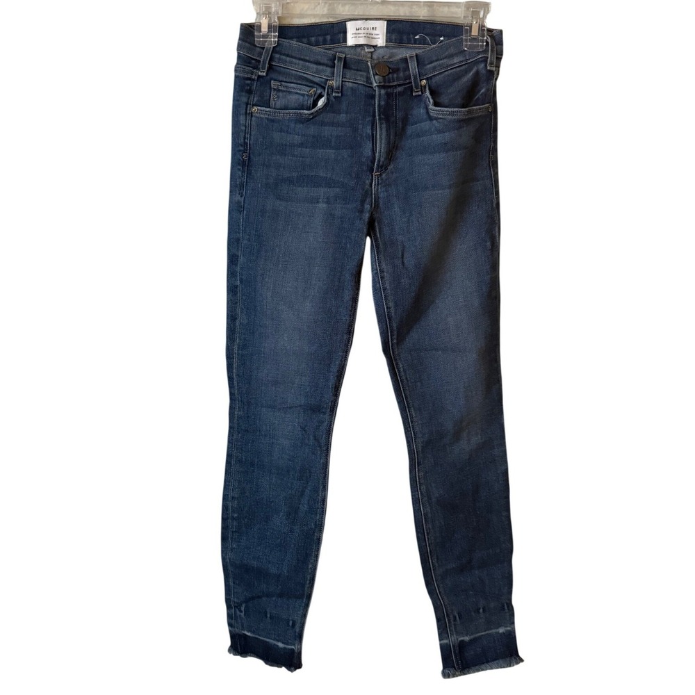 McGuire Women's Blue Raw Hem Stretch Denim Newton Skinny Jeans Size 25